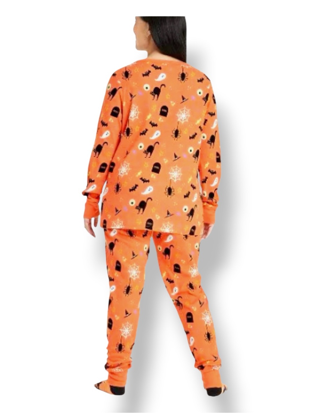 Hyde and Eek Women's Plus Family Halloween 2-Piece Cotton Sleep Set Orange 2X - Picture 2 of 5